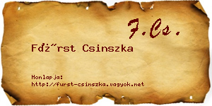 Fürst Csinszka névjegykártya